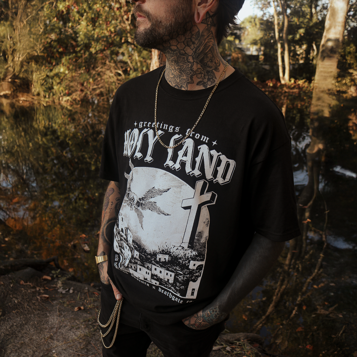 Death Gate Holy Land Tee
Model: Colin Pence
Photo: Nabeel (Noble) Kareem Nassar
Death Gate ™ All Rights Reserved